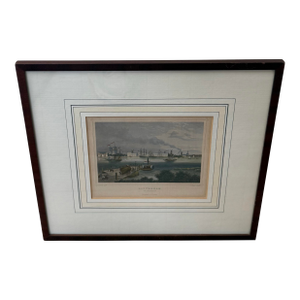 Antique 1860s Colored Steel Engraving From the Netherlands