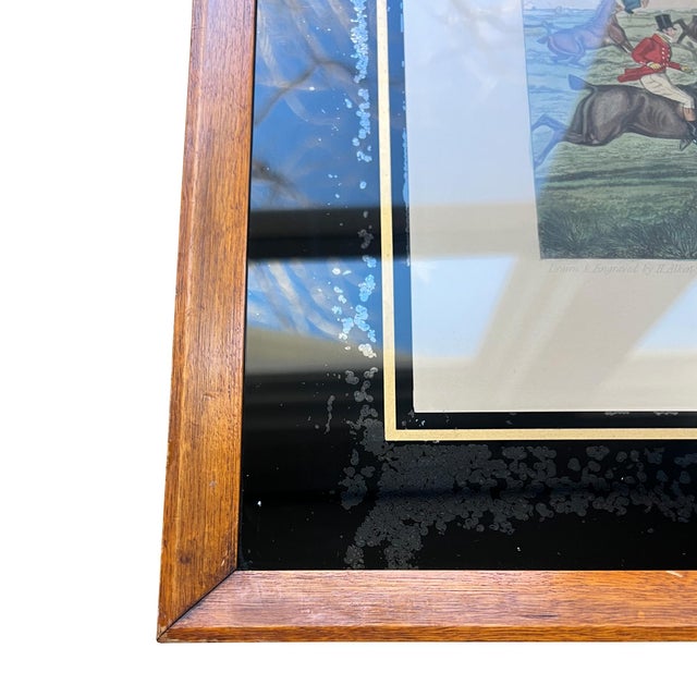 Antique English Framed Fox Horse Back Hunting Print — “Slap at a Brook” 1800s For Sale - Image 4 of 15