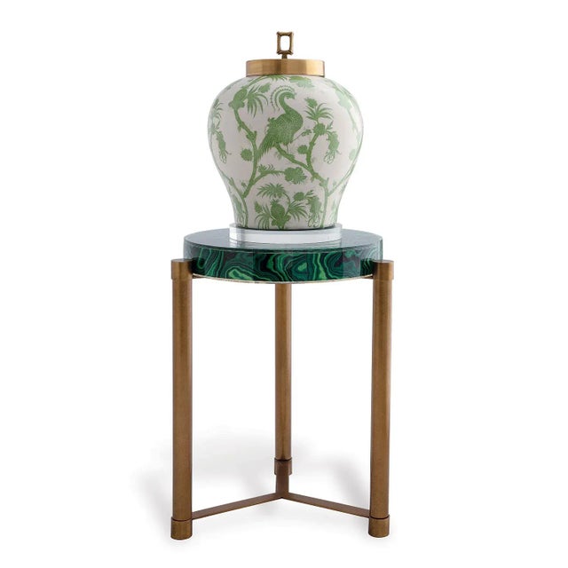Modern Malachite Brass Accent Table For Sale - Image 3 of 5