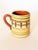 Charming handcrafted vintage Bulgarian Troyan Redware mug with feathered drip glaze in terra cotta brown, green, and...
