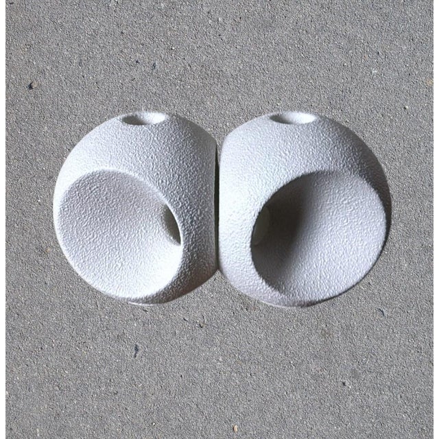 Ceramic Bertoncello Pair of Mid 20th Century White Glazed Ceramic Candlesticks Design by Roberto Rigon For Sale - Image 7 of 18