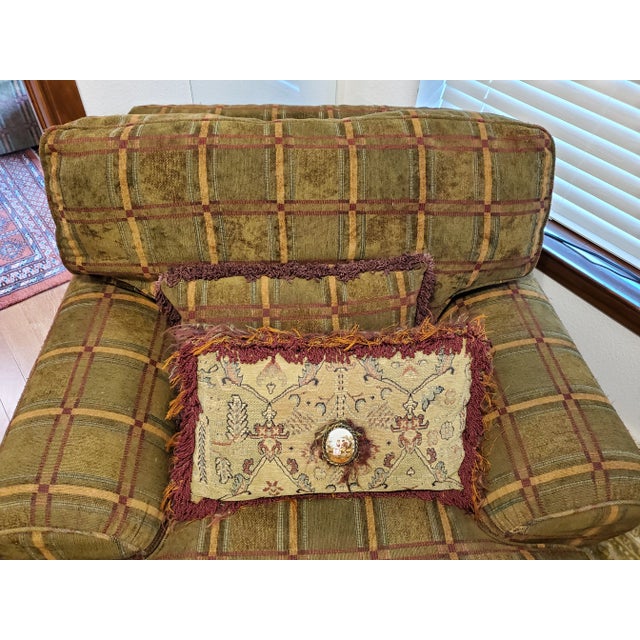 Textile Sherrill Overstuffed Chairs With Ottoman - 3 Pieces For Sale - Image 7 of 10