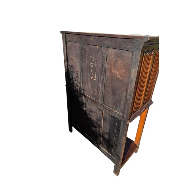 Antique Karpen Furniture French Gothic Cabinet Oak Vestry Altar Wine Bar Hutch For Sale - Image 12 of 18