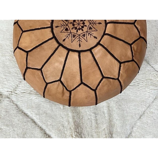 2020s Contemporary Moroccan Leather Pouf Ottoman Cover For Sale - Image 5 of 5