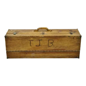 Antique Wooden Tool Chest Storage Box Carved Initials Signed "t.j.b. "78"
