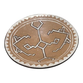 1970s Hand-Painted Southwestern Geometric Pottery Plate For Sale