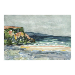 California Seascape, Botanical Study - Double Sided Mid Century Watercolor by Doris Warner