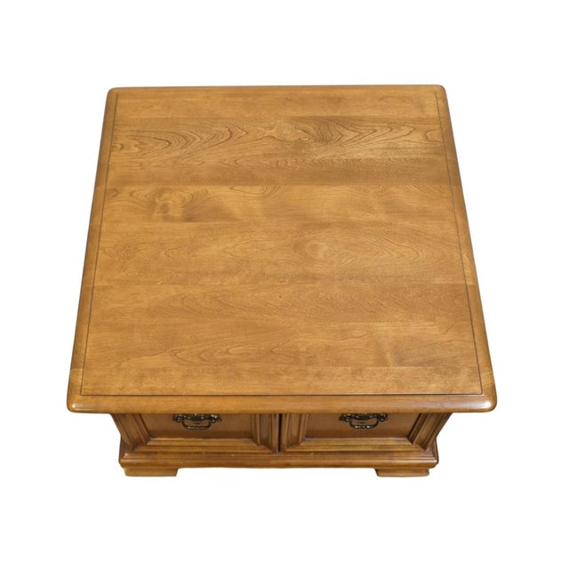 Ethan Allen Heirloom Nutmeg Maple Colonial Early American 27" Square Accent Storage End Table 10-8635 For Sale In Kansas City - Image 6 of 11