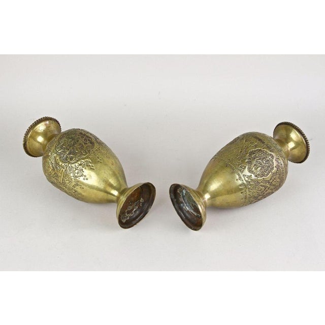 Antique Biedermeier Chased Brass Vases, 1860, Set of 2 For Sale - Image 17 of 18