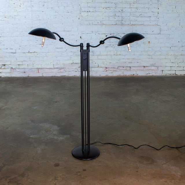 Postmodern Late 20th Century Postmodern Floor Lamp Model 2505 by Holtkotter Leuchten Twin Arm Black Metal For Sale - Image 3 of 18