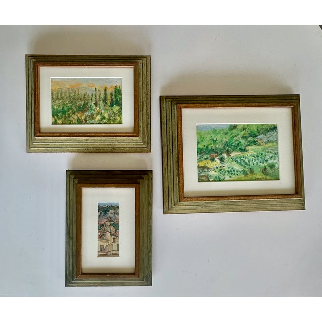 Lovely grouping of 3 miniature oil/acrylic Impressionist style paintings by different Expertly painted and professionally...
