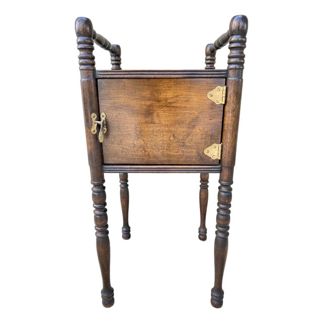 Antique Early 20th Century h.t. Cushman Manufacturing Humidor Smoking Cabinet Table For Sale