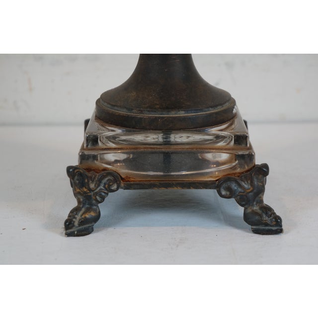 Contemporary Cut Glass Neoclassical Style Urn Mantel Vase Painted For Sale - Image 9 of 11