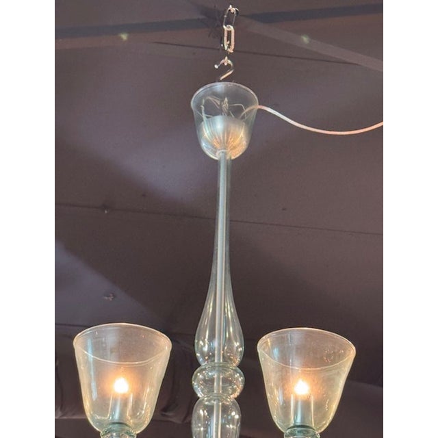 Modern Contemporary Large Scale Murano 10-Arm Fontana Green Chandelier For Sale - Image 3 of 10