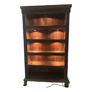 Late 20th Century Indian Hand-Carved Solid Wood Bookcase With Intricate Carved Panels For Sale