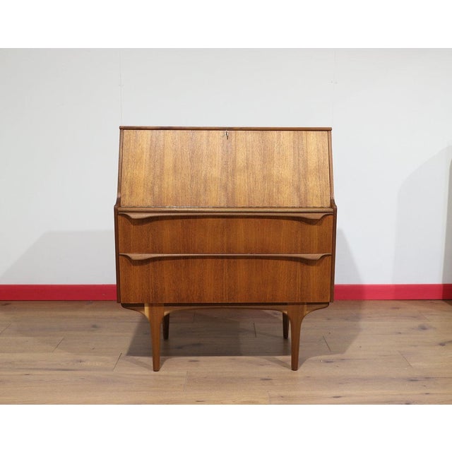 Wood Mid Century Modern Vintage Teak Bureau Secretaire Desk by S Form Danish Style For Sale - Image 7 of 10