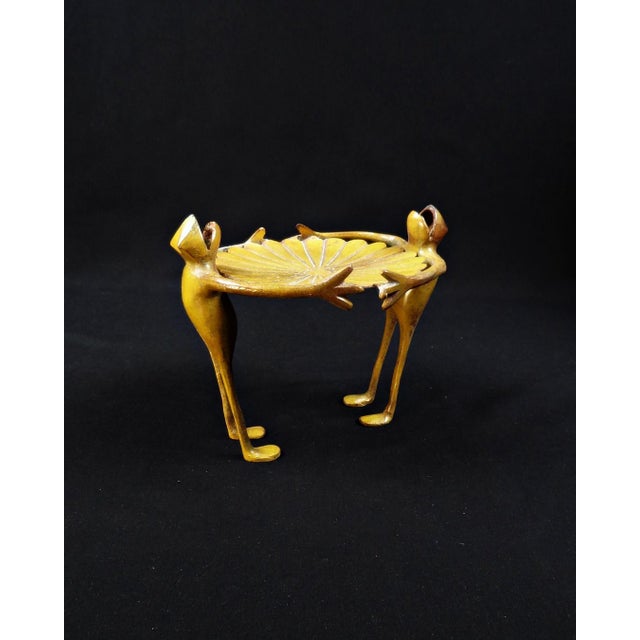 Metal Art Deco Style Brass Frog and Lily Pad Tray, 1980s For Sale - Image 7 of 13