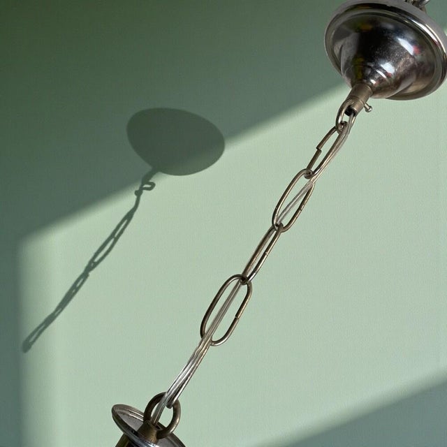 Space Age Chromed Metal and Glass 3-Light Sputnik Chandelier, 1960s For Sale - Image 11 of 13