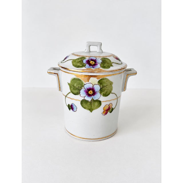 Traditional 1920s Handpainted Floral Lidded Vase With Handles For Sale - Image 3 of 14