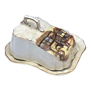 Antique Tavern Scene Cheese Dish For Sale