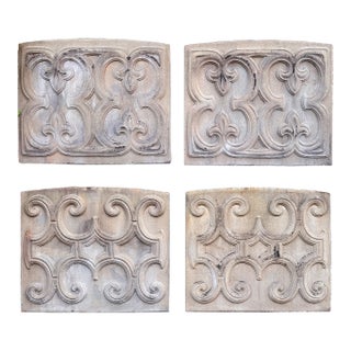 Architectural Panels Antique Cast Stone - Set of Four For Sale