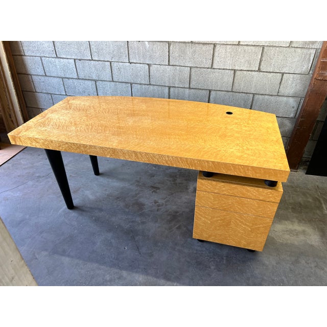 Leon Rosen for Pace Collection “Boca” Executive Desk in Birdseye Maple For Sale - Image 11 of 15