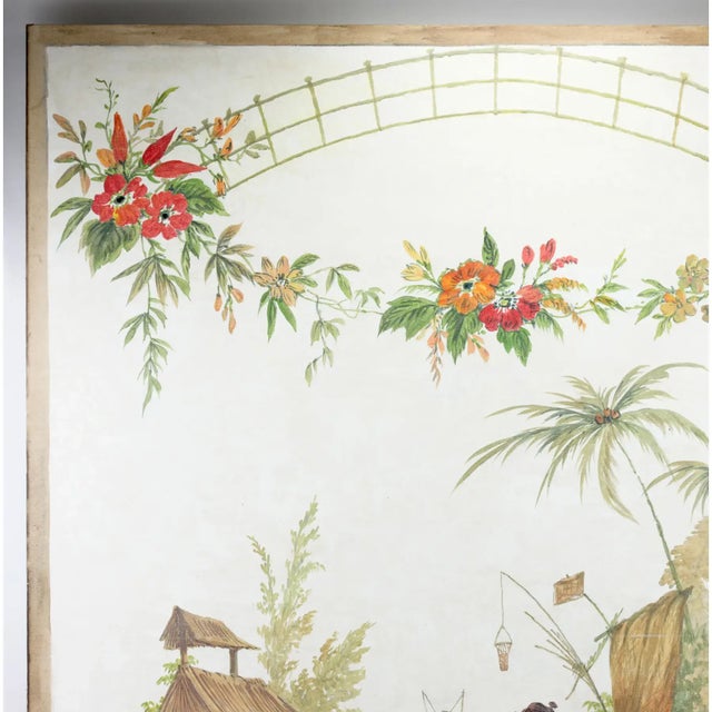 Vintage 18th Century European "Chinoiserie" Style Decorative Painting For Sale - Image 4 of 9