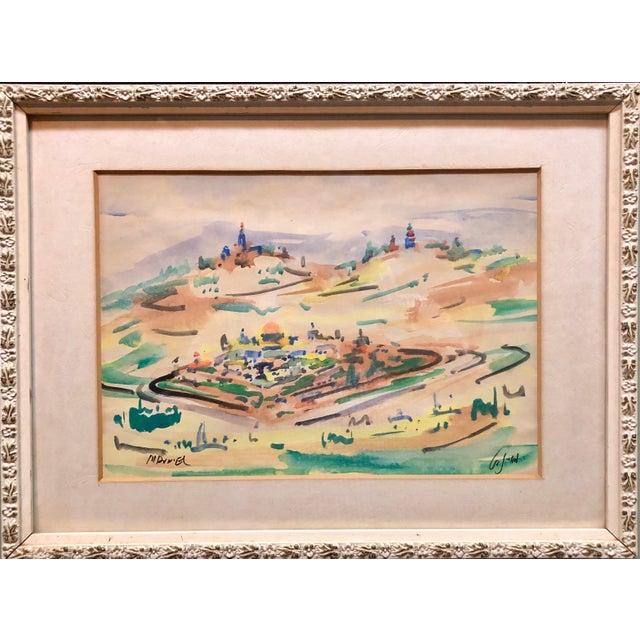 Mordechai Avniel, Israeli Modernist Watercolor Painting Jerusalem Landscape Bezalel School Avniel For Sale In Miami - Image 6 of 6
