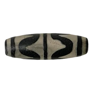 Chinese Handmade Agate Stone Pattern Oval Long Dzi Bead Pendant