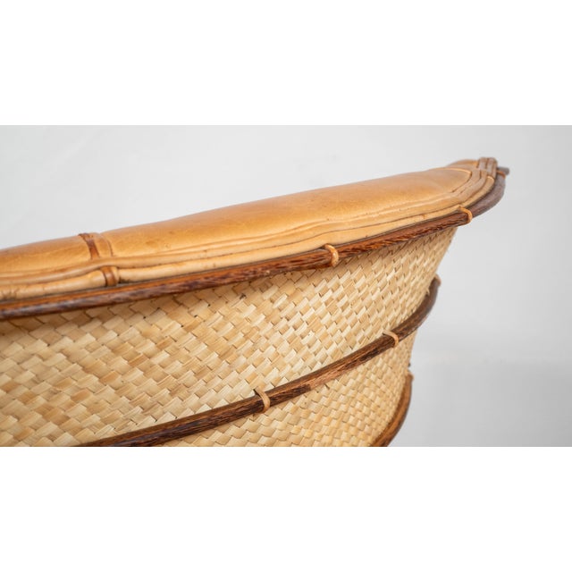 Pacific Green 'Navajo' Cognac Leather & Rattan Lounge Chair For Sale - Image 16 of 18