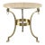 Mid Century Polished Brass Tripod Table With Lion Heads and Stone Top For Sale