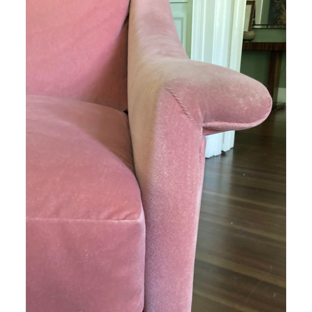 1990s Pair of Vintage Bassett Soft Pink Velvet Club Chairs For Sale - Image 5 of 15