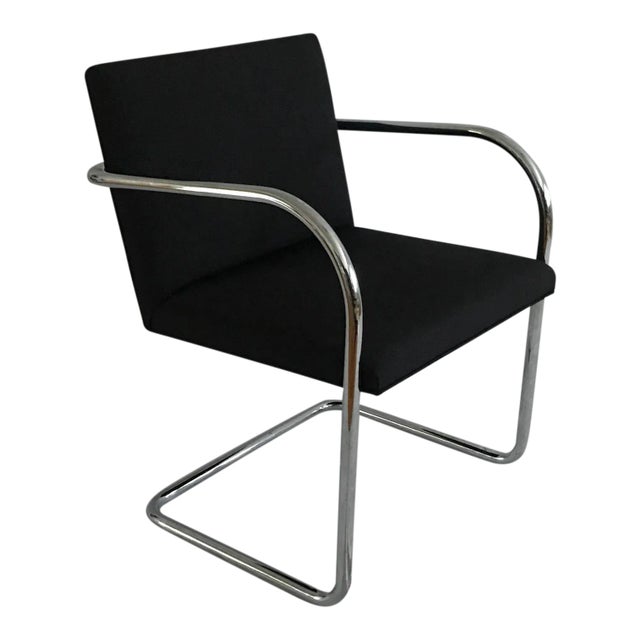 Knoll Studios Ludwig Mies Van Der Rohe's Brno Tubular Chair Original Charcoal Fabric For Sale