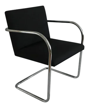 Knoll Studios Ludwig Mies Van Der Rohe's Brno Tubular Chair Original Charcoal Fabric