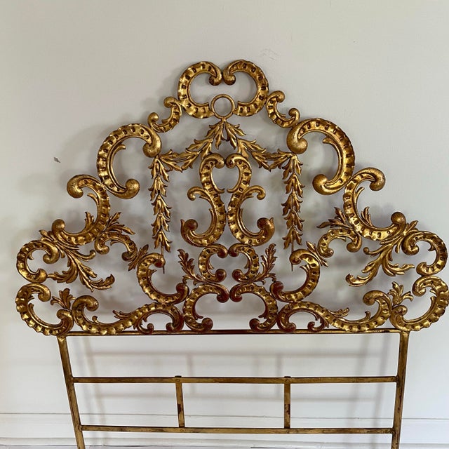 A Italian Rococo style headboard. A classic staple of Hollywood Regency and mid century glamour. The bed frame’s design...