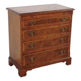 Baker Furniture Burled Walnut W Inlay 4 Drawer Chest W Pullout Drink Slide For Sale