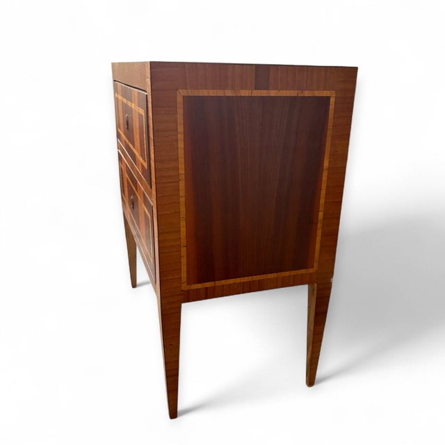 Neoclassical Chevron Marquetry Chests of Drawers, Italy, 1890s, Set of 2 For Sale - Image 3 of 4