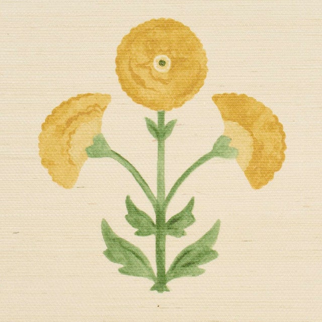 Contemporary SAMPLE - Schumacher Saranda Flower Sisal Wallpaper In Marigold For Sale - Image 3 of 4