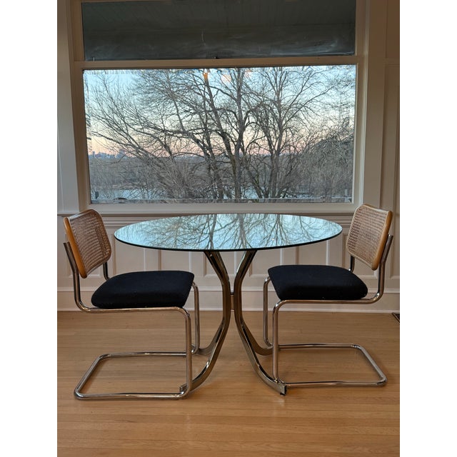 Chrome Mid-Century Modern Chrome Glass. Dining Table For Sale - Image 8 of 11