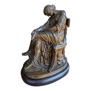 Antique French Bronze Penelope Sleeping Sculpture by Pierre Jules Cavelier & Barbedienne