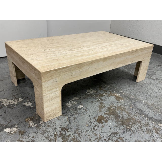 Italian Italian Travertine Coffee Table, Vintage For Sale - Image 3 of 12