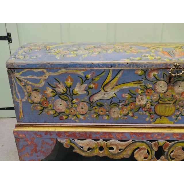 Large Italian Hand-Painted Cassone or Marriage Chest, 1850s For Sale - Image 4 of 9