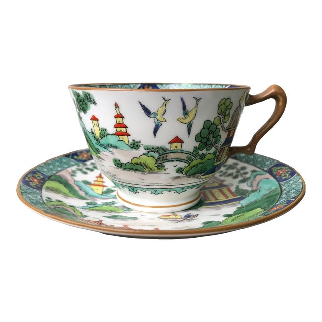 Mid 20th Century Crown Staffordshire "Ye Old Willow" Cup and Saucer For Sale