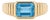 Chunky Swiss Blue Topaz Ring | Ribbed Band East-West Emerald Cut | December Birthstone Ring Us 7 For Sale