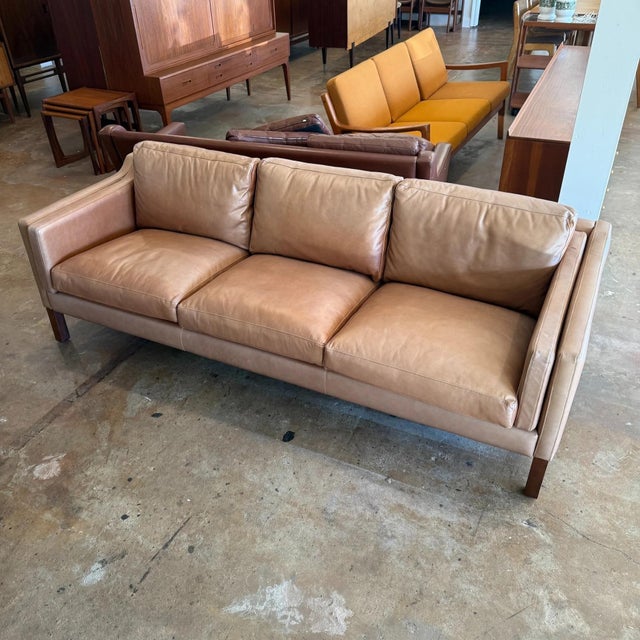 Mid 20th Century Mid 20th Century Danish Leather Sofa Attrib. Børge Mogensen For Sale - Image 5 of 5