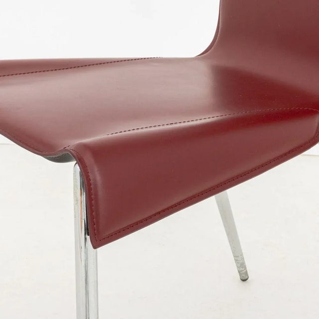 Cassina Postmodern Red Leather Side Chair For Sale - Image 4 of 6