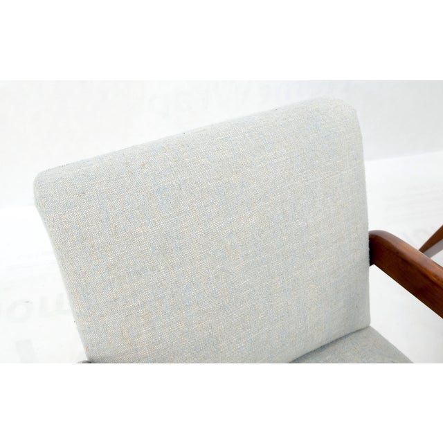 Pair New Linen Upholstery Heavy Solid Maple Frames American Lounge Chairs Mint! For Sale - Image 12 of 14