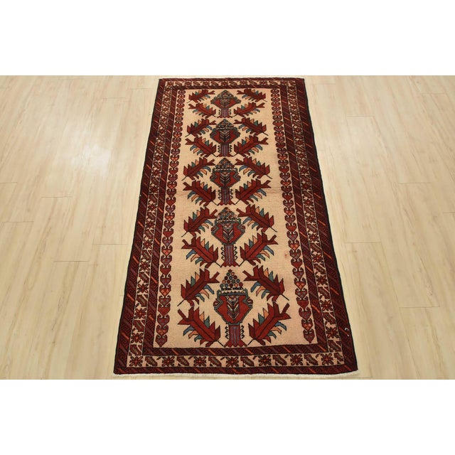 Cabin Baloch Rug 3’4” X 6’4” Beige Wool Vintage Tribal Hand-Knotted Oriental Carpet For Sale - Image 3 of 12