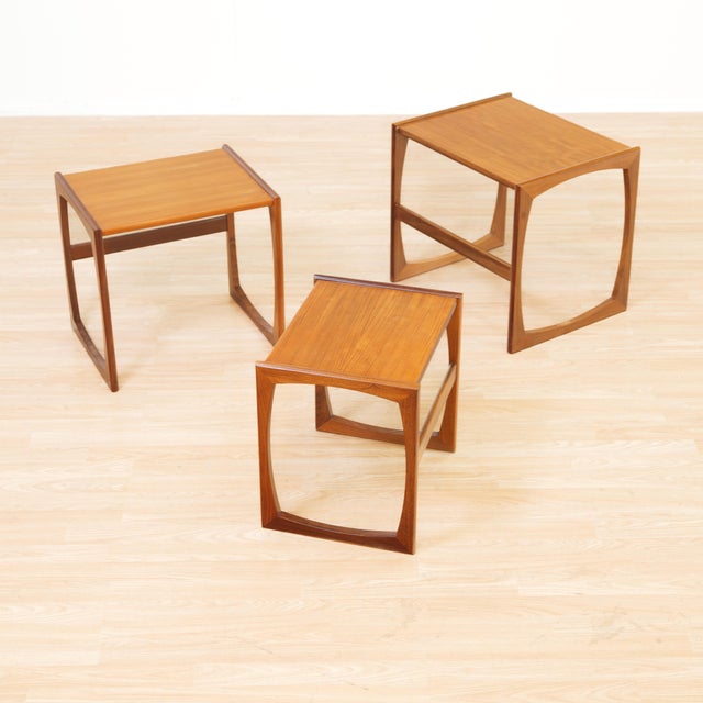Coffee Mid Century Quadrille Nesting Side Tables Attributed to G Plan For Sale - Image 8 of 12