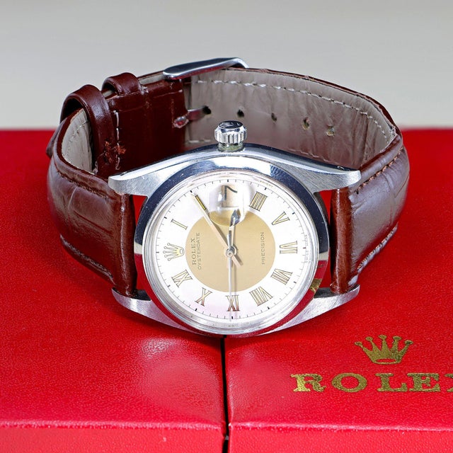 1950s Rolex Oysterdate Precision 6694 Two-Tone Tuxedo Dial Circa 1959 Vintage Watch For Sale - Image 14 of 18